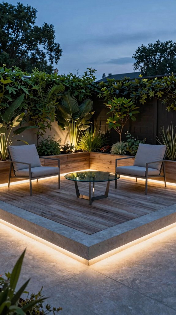 21 Small Backyard Design Ideas That Maximize Space 17 integrated led ambient lighting