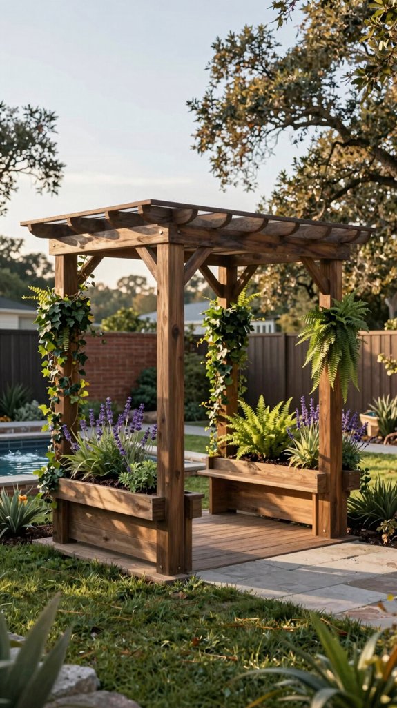 integrated pergola planter system