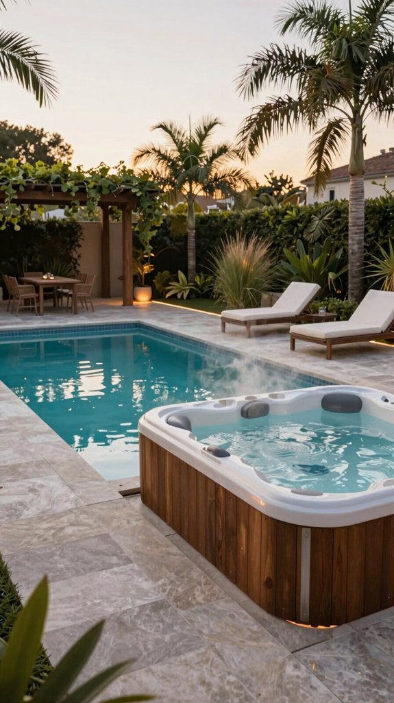 integrated pool side hot tub