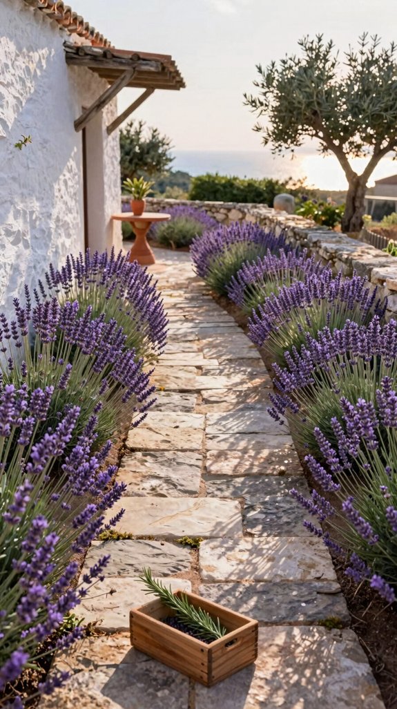 lavender border with sensor controlled irrigation