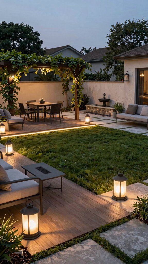 layered ambient backyard lighting