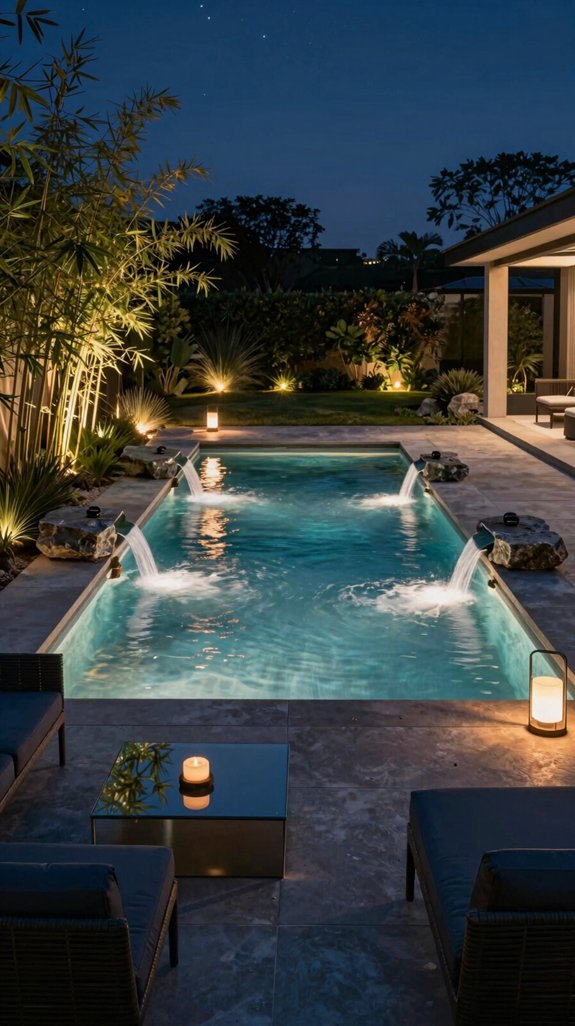 led lit underwater pool accents