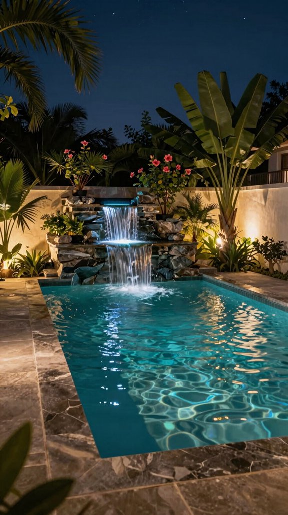 led lit waterfall lighting