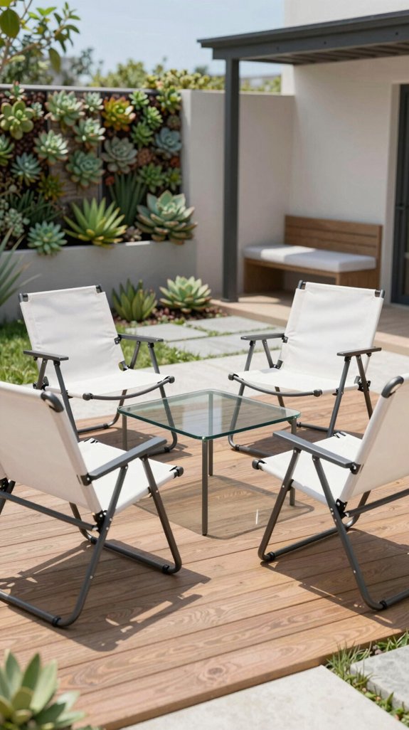 21 Small Backyard Design Ideas That Maximize Space 15 lightweight folding chair seating
