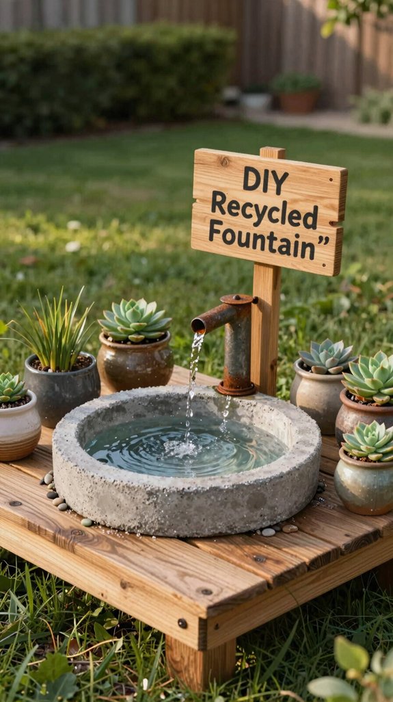 low cost recycled garden fountain