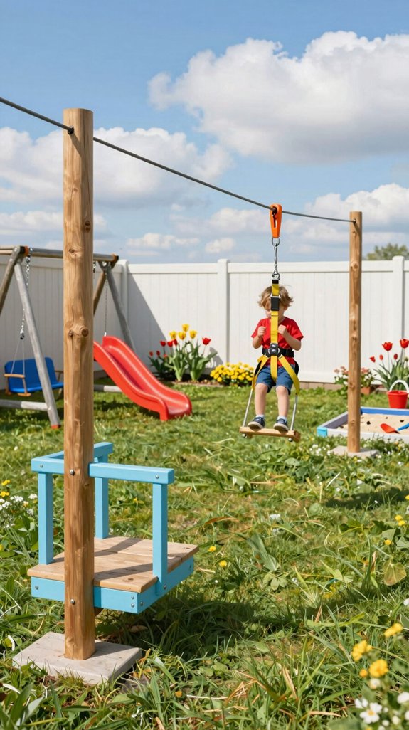 21 Kids Backyard Ideas for Fun Outdoor Play Areas 3 low cost zip line setup