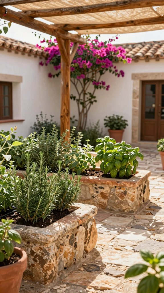 low maintenance pergola herb garden