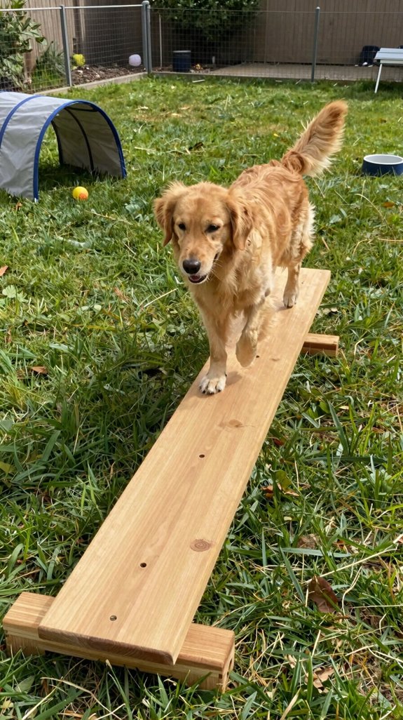 19 Backyard Dog Run Ideas for Happy and Active Dogs 7 low profile balance beam setup
