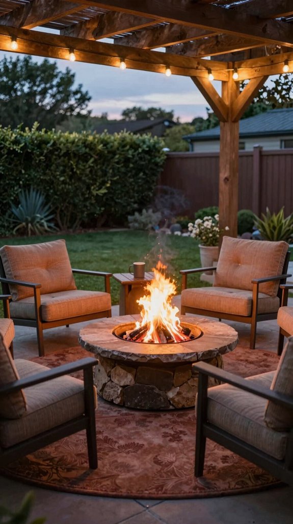 low profile fire pit lounge
