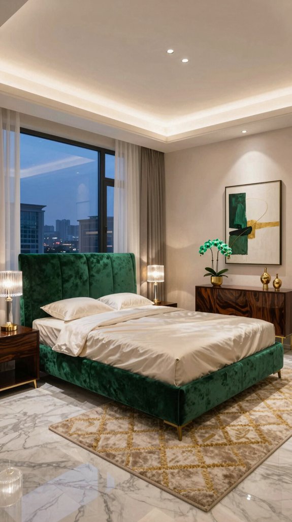 luxurious emerald bedroom palette