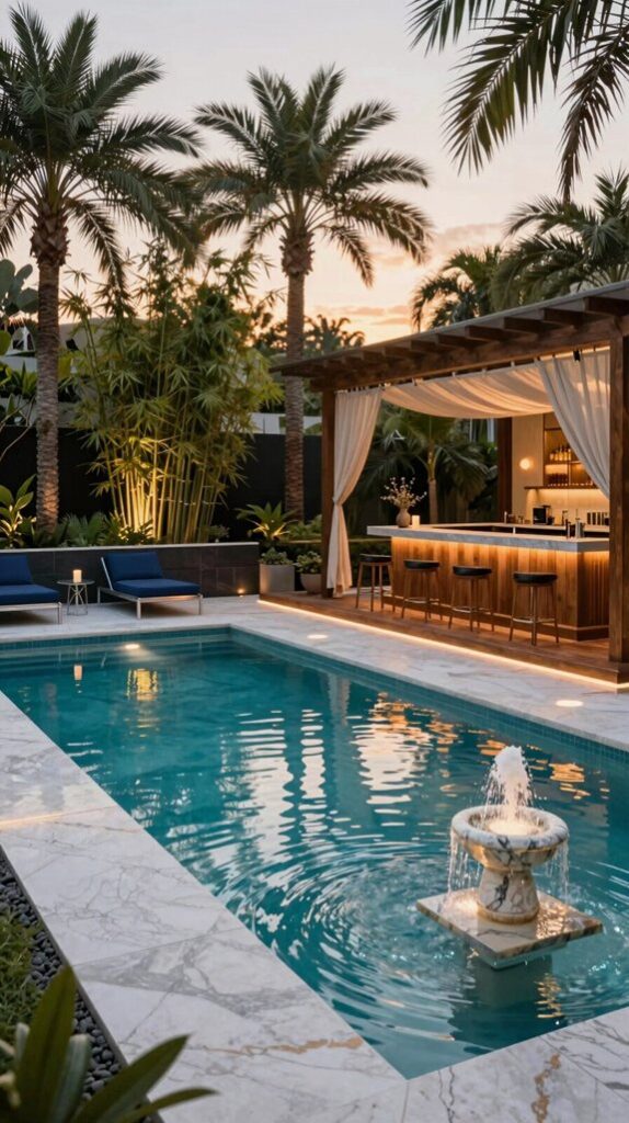luxury backyard pool oasis