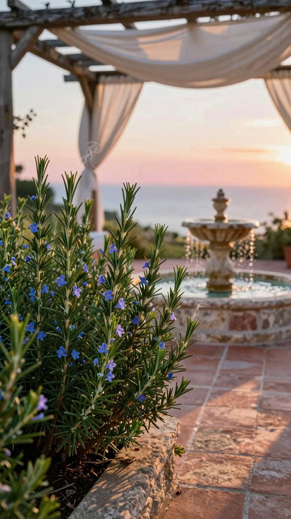 mediterranean rosemary pergola planting