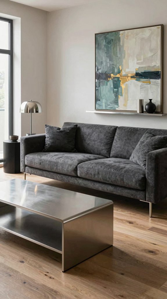 metallic accents elevate sofa