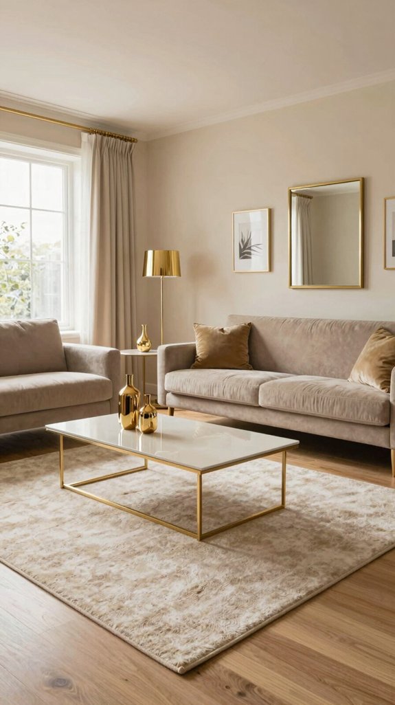 Beige Living Room Color Pairings That Add Depth and Interest 14 metallic gold accents elegance