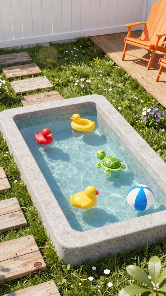 21 Kids Backyard Ideas for Fun Outdoor Play Areas 16 mini pond with floating toys