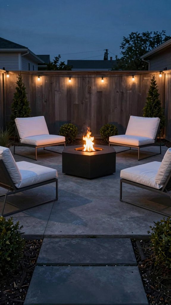 minimalist fire pit integration