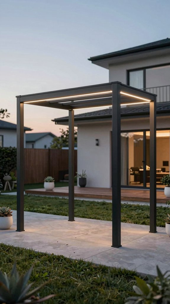 minimalist metal pergola lighting