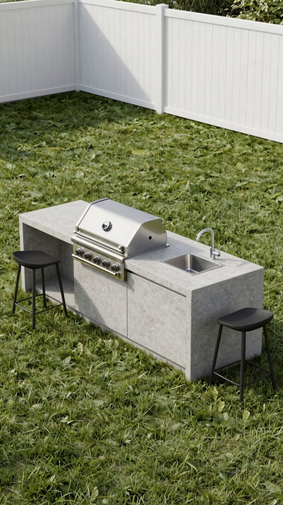 minimalist turf kitchen island