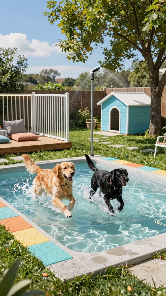 19 Backyard Dog Run Ideas for Happy and Active Dogs 9 misting activated solar powered splash zone