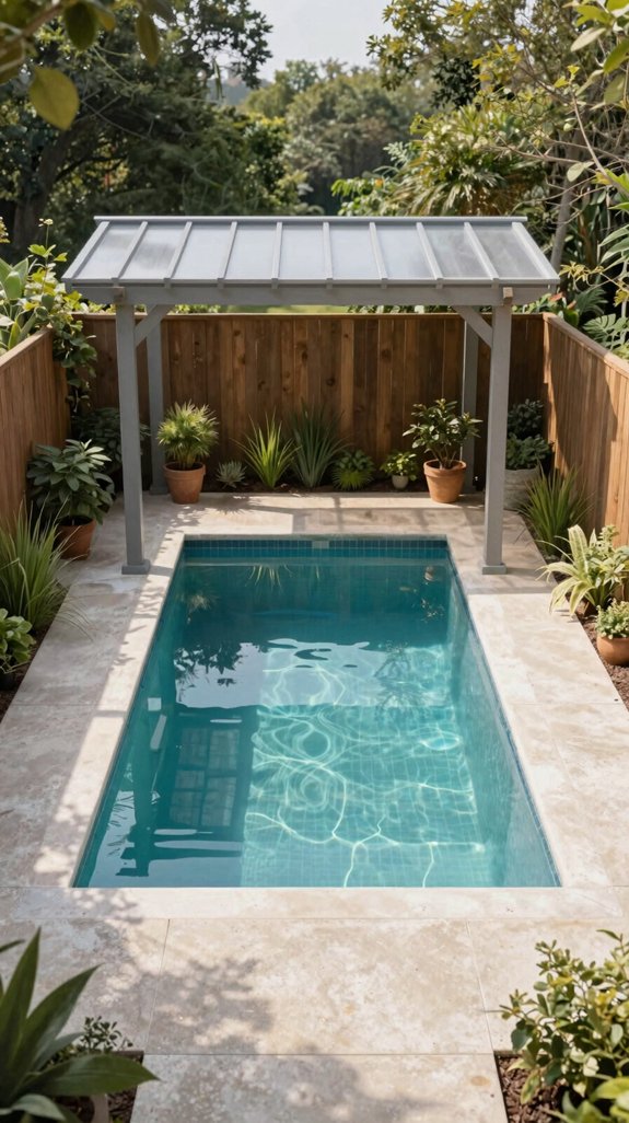 19 Small Backyard Pool Ideas for Compact Outdoor Spaces 20 modular pergola shade solution
