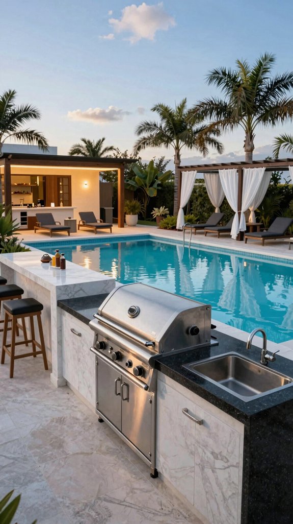 modular steel poolside kitchen