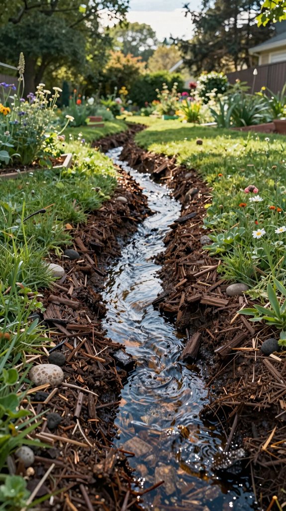 mulch lined sustainable stream system