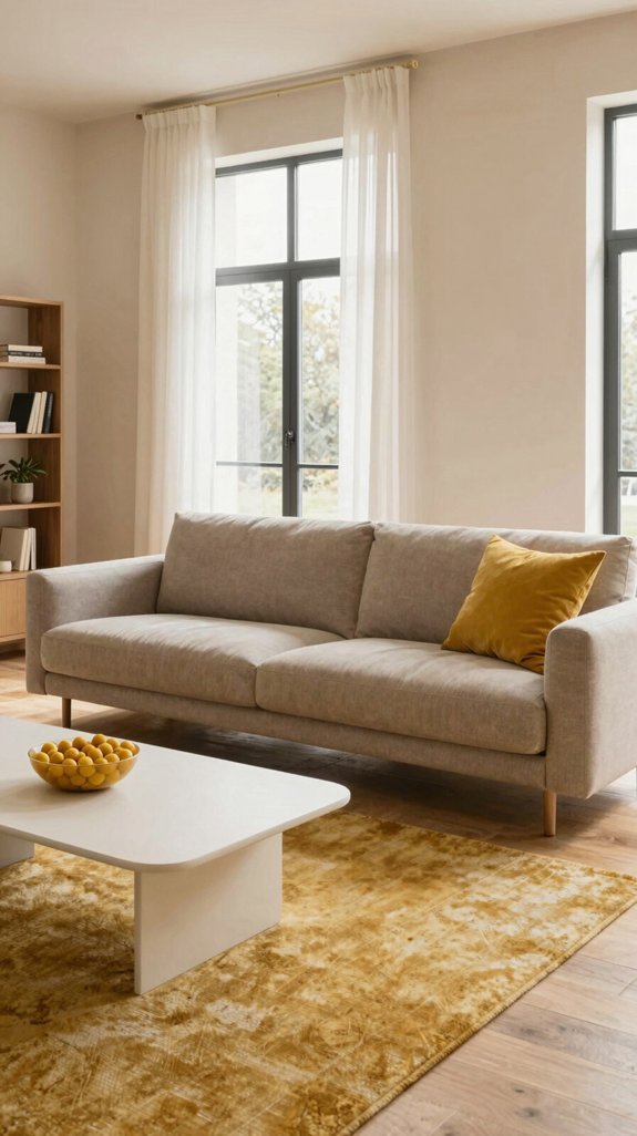 Beige Living Room Color Pairings That Add Depth and Interest 9 mustard accents energize beige