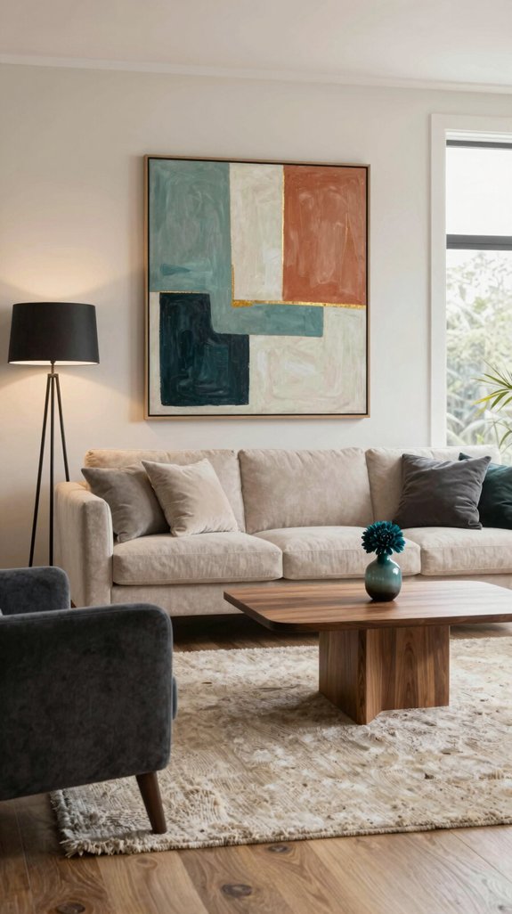 Beige Living Room Color Pairings That Add Depth and Interest 3 muted teal accents