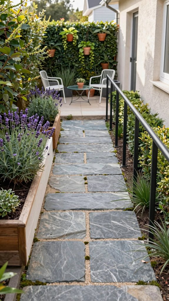 narrow curved garden pathway