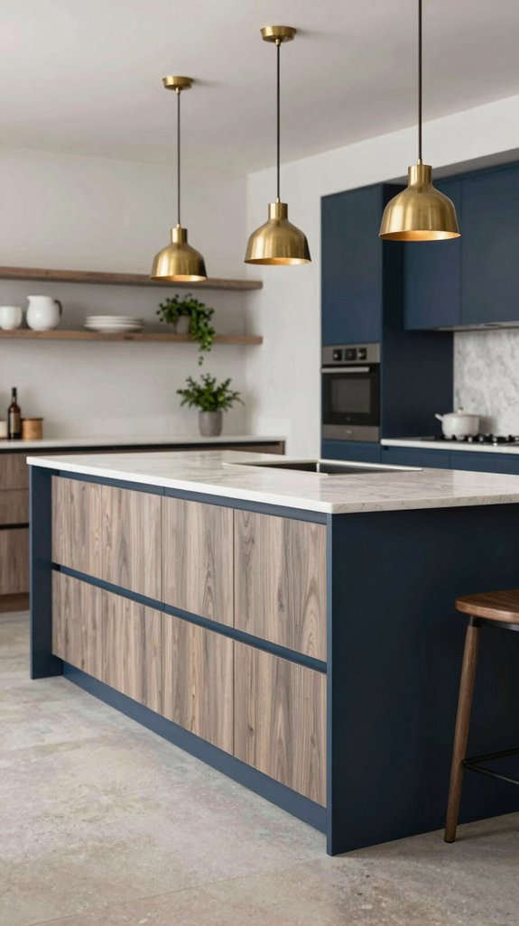 Ash Wood Color Combinations for Light and Contemporary Interiors 17 navy island ash cabinets