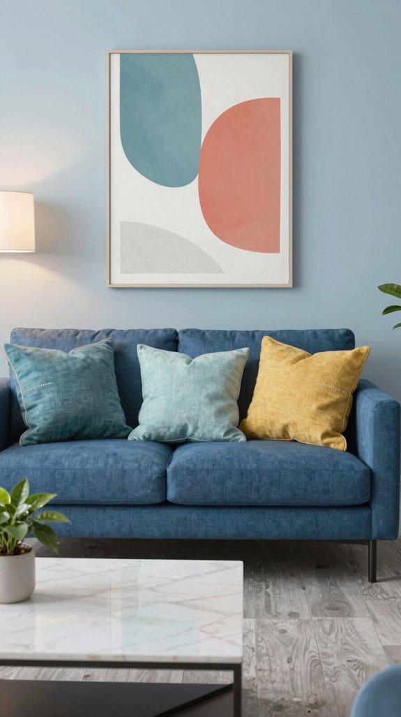 navy velvet sofa accents