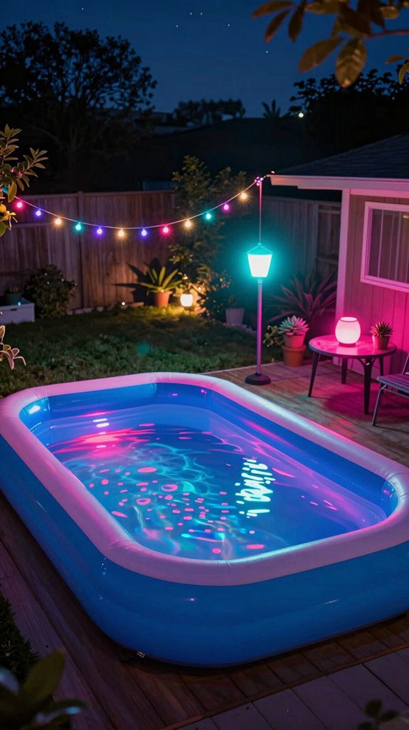 neon pool lighting setup