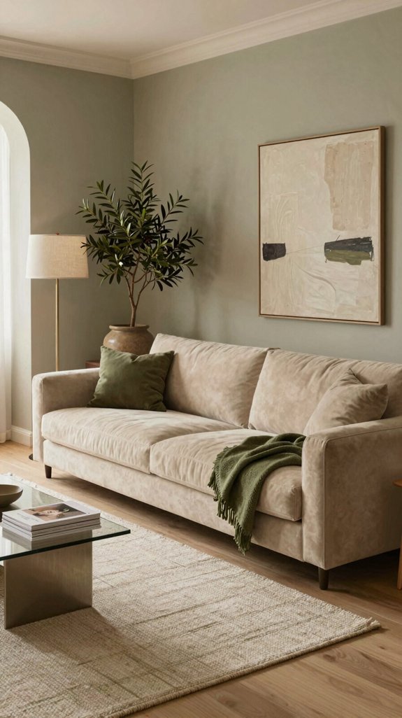 Beige Living Room Color Pairings That Add Depth and Interest 13 olive green natural texture
