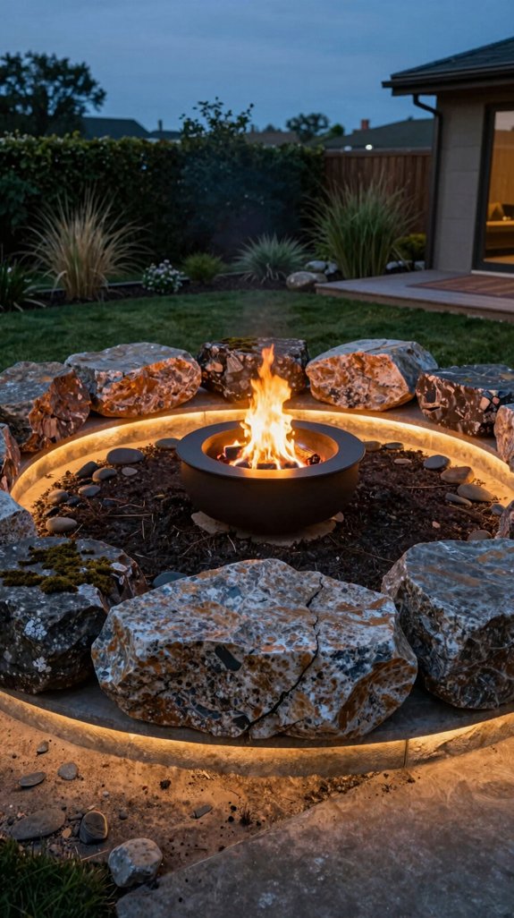 organic boulder fire ring