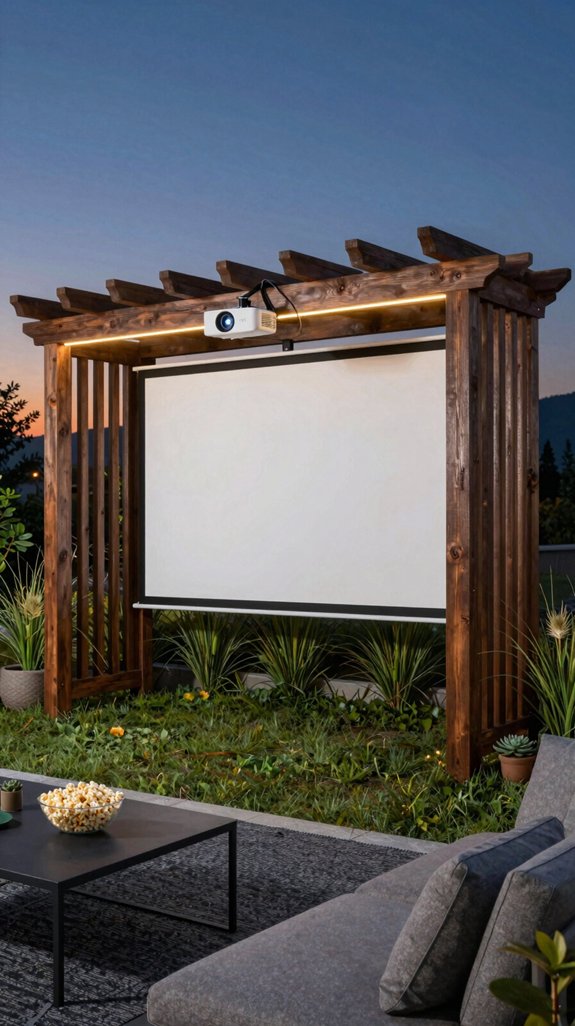 outdoor projector ready pergola