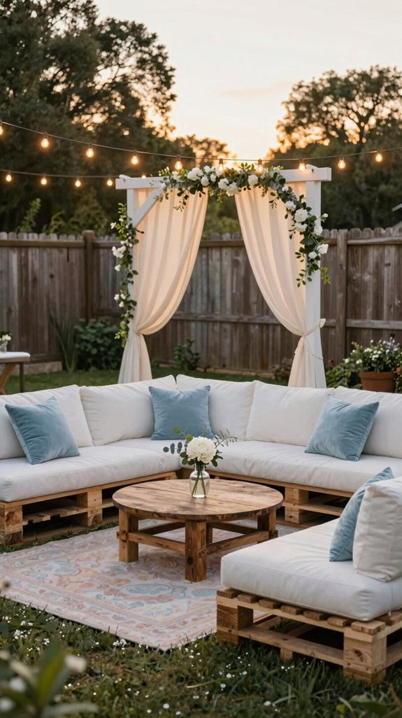 17 Cheap Backyard Wedding Ideas That Still Look Elegant 10 pallet sofa lounge setup