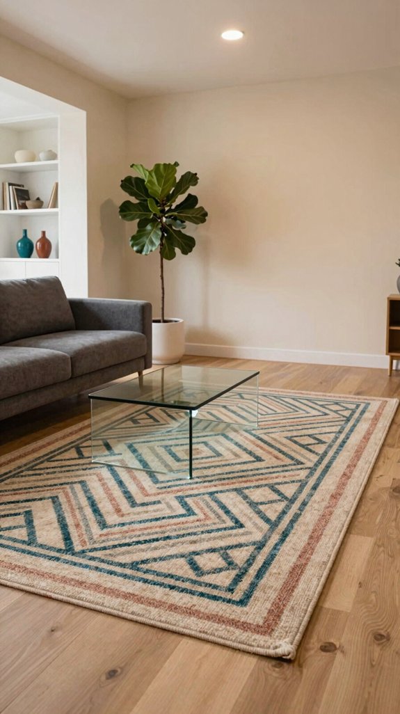 Beige Living Room Color Pairings That Add Depth and Interest 17 patterned rug accent integration