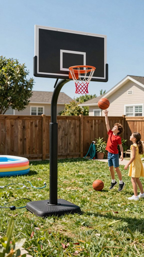 21 Kids Backyard Ideas for Fun Outdoor Play Areas 6 quick fire portable hoop