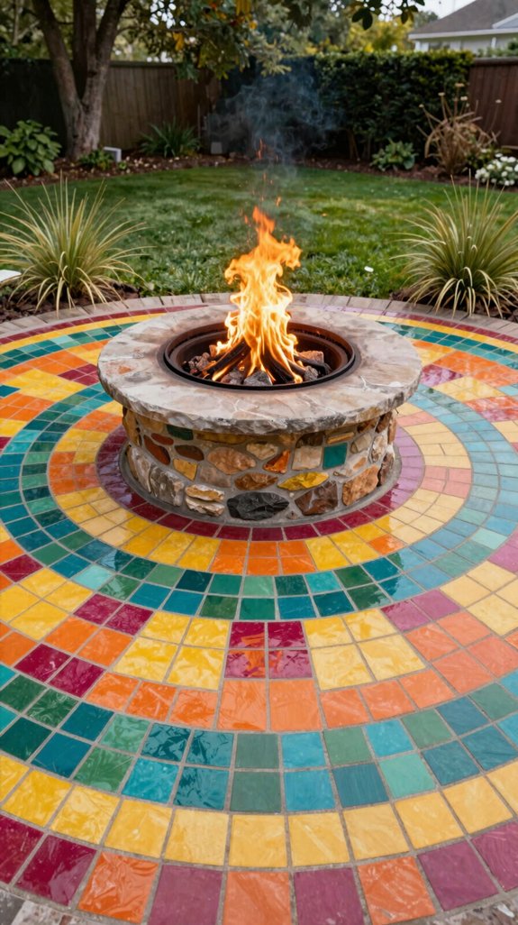 radiant mosaic firepit flooring