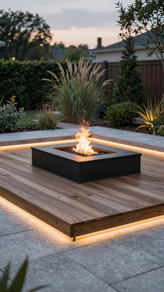 raised fire pit deck