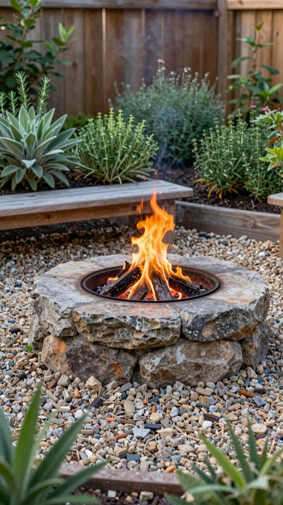raised gravel herb firepit