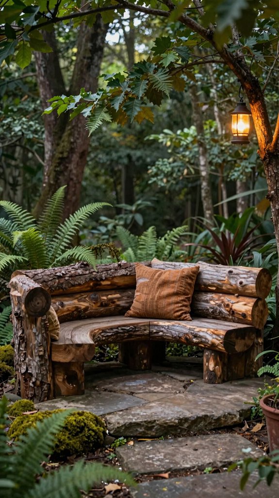 reclaimed log seating oasis