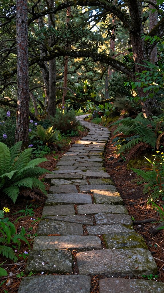 reclaimed stone woodland pathway