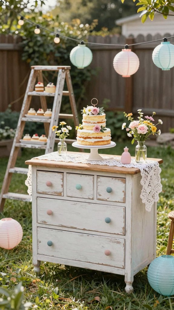 repurposed dresser cake table