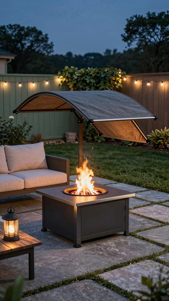 retractable canopy fire pit
