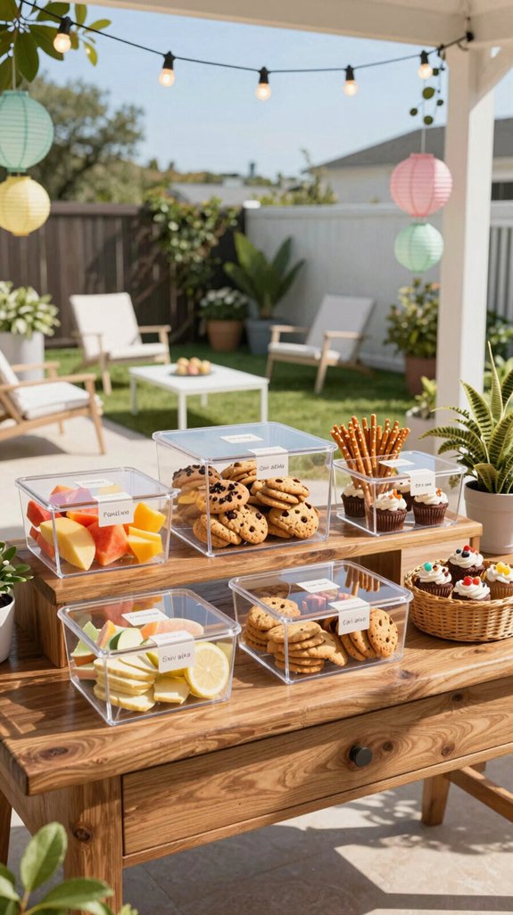 rolling cart snack station