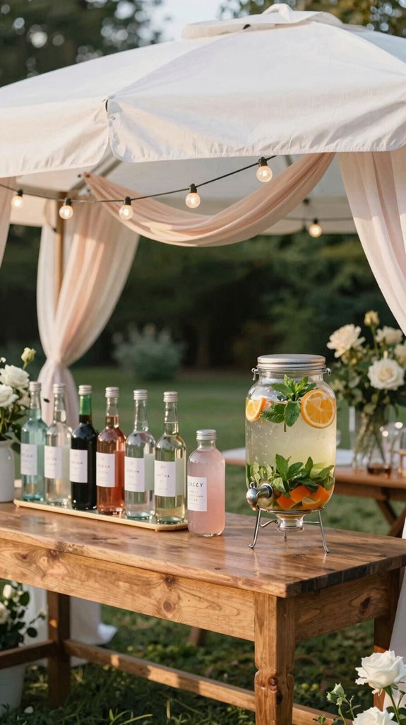 17 Cheap Backyard Wedding Ideas That Still Look Elegant 15 self serve mocktail bar