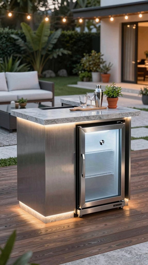 sleek patio bar counter