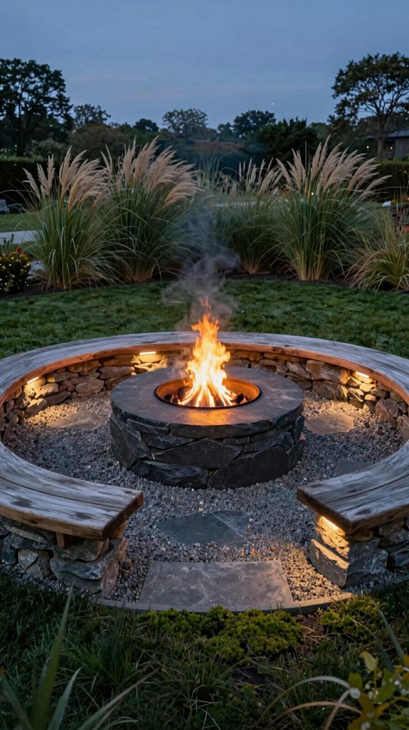 sleek stone fire seating