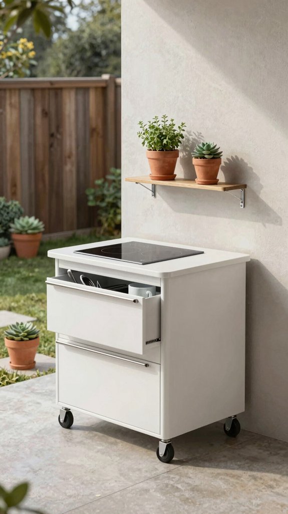sliding cart compact kitchen